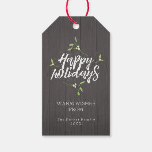 Happy Holidays   Rustic Mistletoe Twigs Geschenkanhänger