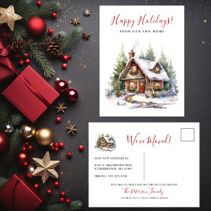 Happy Holidays Rustic New Zuhause Moving Ankündigungspostkarte