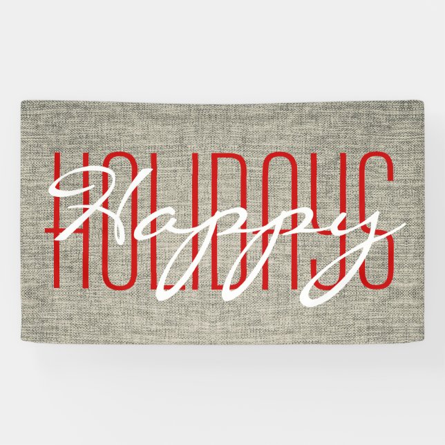 Happy Holidays Rustikales Weihnachten Banner (Horizontal)