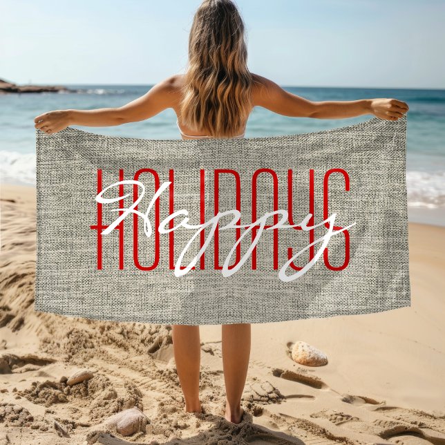 Happy Holidays Rustikales Weihnachten Strandtuch (Von Creator hochgeladen)