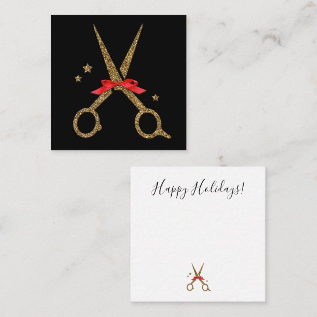 Happy Holidays SALON - Friseurschere Hinweis Mitteilungskarte (Vorne/Hinten)