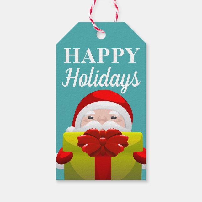 Happy Holidays Santa Claus Geschenkanhänger (Vorderseite)