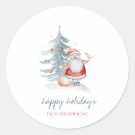 Happy Holidays, Santa Claus, Pine Tree Runder Aufkleber
