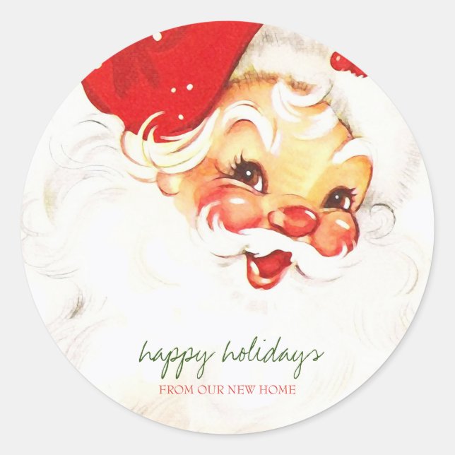 Happy Holidays, Santa Claus Retro Runder Aufkleber (Vorderseite)