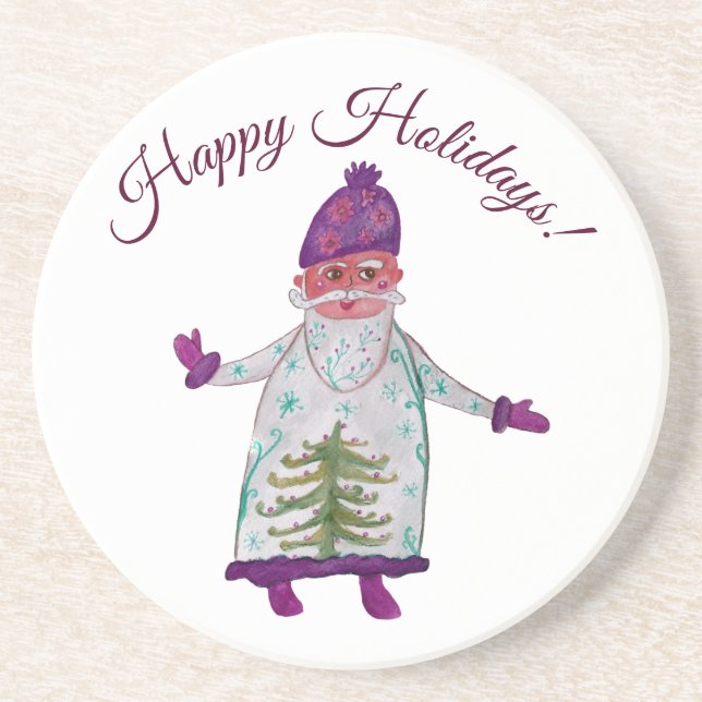Happy Holidays Santa Claus Untersetzer (Vorne)