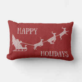 Happy Holidays Santa in Sleigh Lendenkissen