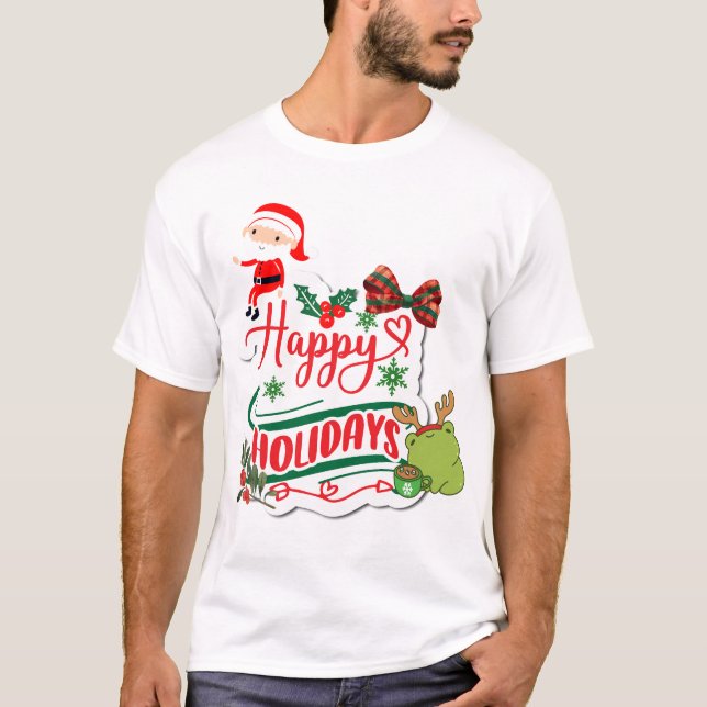 Happy Holidays Santa und Kero T-Shirt (Vorderseite)