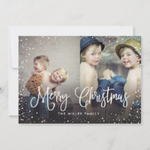 Happy Holidays Schnee Weihnachten 2-Foto-Karte