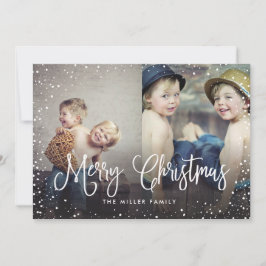 Happy Holidays Schnee Weihnachten 2-Foto-Karte
