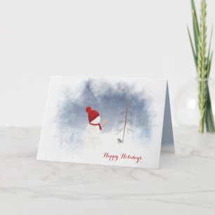 Happy Holidays Schneemann mit Sternschmuck Feiertagskarte