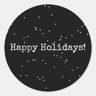 Happy Holidays Schwarz und Weiß Minimalistisch Runder Aufkleber