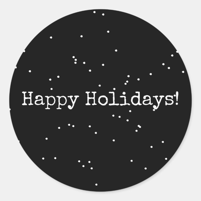 Happy Holidays Schwarz und Weiß Minimalistisch Runder Aufkleber (Vorderseite)