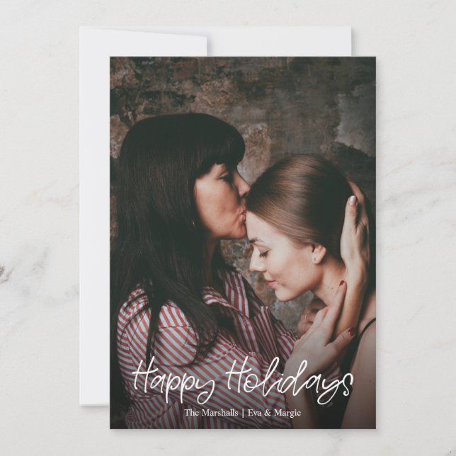 Happy Holidays Script Foto Overlay Feiertagskarte (Vorderseite)