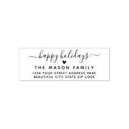 Happy Holidays Script Heart Rücksendeadresse Permastempel