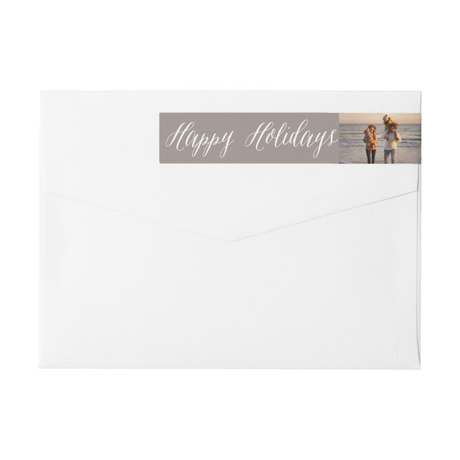 Happy Holidays Script Holiday Foto Rücksendeadress (Rückseite)