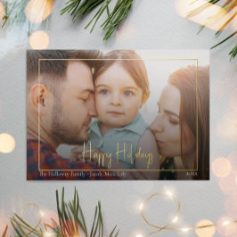 Happy Holidays Script Horizontal Gerahmtes Foto Go Folien Feiertagskarte