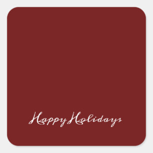 Happy Holidays Script Red Simple Modern Holiday Quadratischer Aufkleber