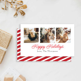 Happy Holidays Script - Triple Foto Card Mitteilungskarte