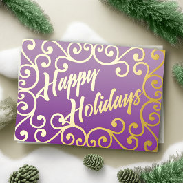 Happy Holidays Scrolly Frame Lila Feiertagskarte