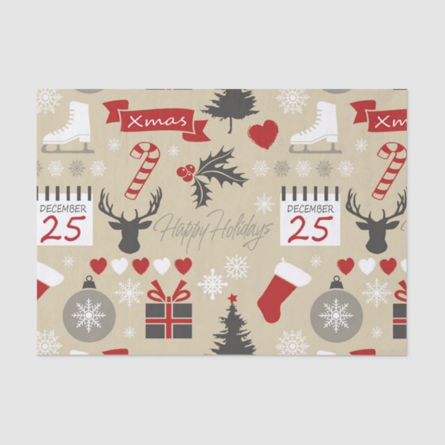 Happy Holidays Seidenpapier (Vorderseite)