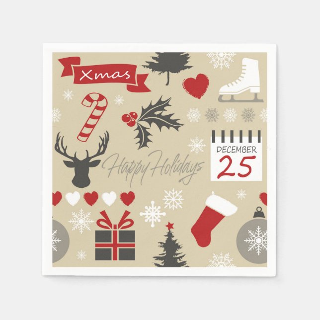 Happy Holidays Serviette (Vorderseite)