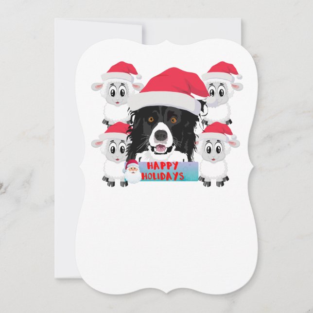 Happy Holidays Sheep Herding Hund (Vorderseite)