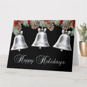 Happy Holidays Silver Bells mit Pine Cones Karte