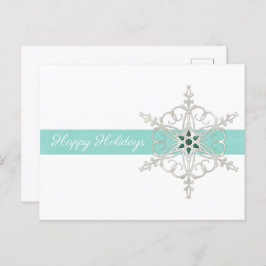 Happy Holidays Silver Blue Snowflake Postkarte