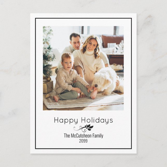 Happy Holidays Simple Elegante Ein Foto Postkarte (Vorderseite)