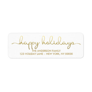 Happy Holidays Simple Gold Hand Letter Label