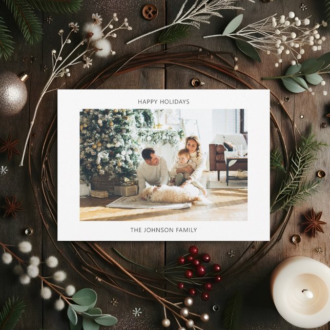 Happy Holidays Simple One Foto Feiertagskarte (Von Creator hochgeladen)