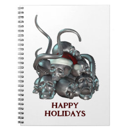 Happy Holidays. Skull pile and tentacles Notizblock