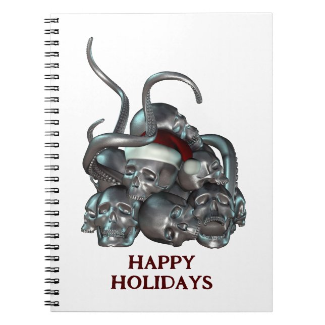 Happy Holidays. Skull pile and tentacles Notizblock (Vorderseite)