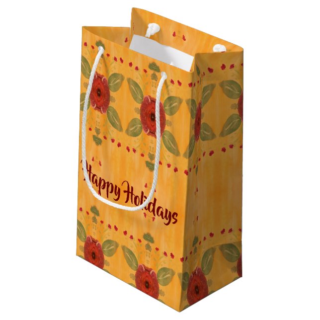 Happy Holidays Small Paper Geschenktasche Kleine Geschenktüte (Rückseite Schrägansicht)