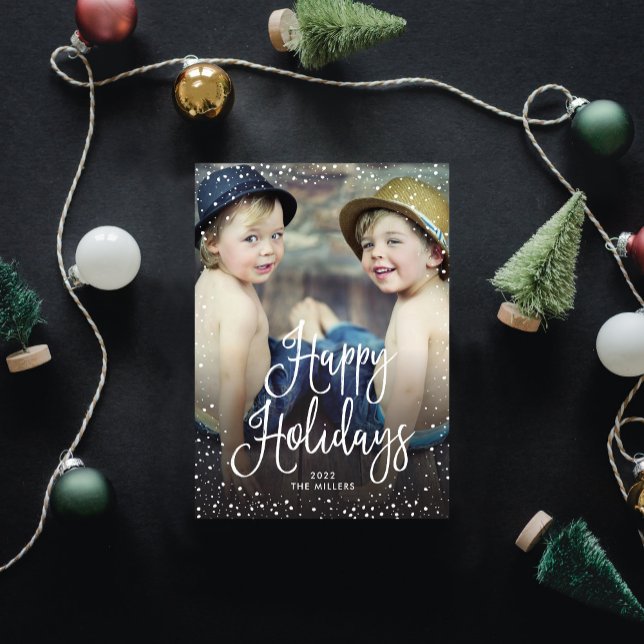 Happy Holidays Snow Foto Feiertagskarte (Von Creator hochgeladen)