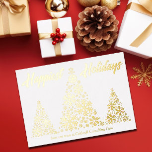 Happy Holidays Snowflake Trees Company Gold Folien Feiertagskarte