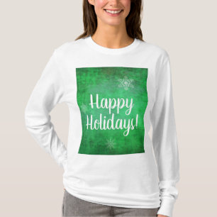 Happy Holidays Snowflakes auf Green T-Shirt