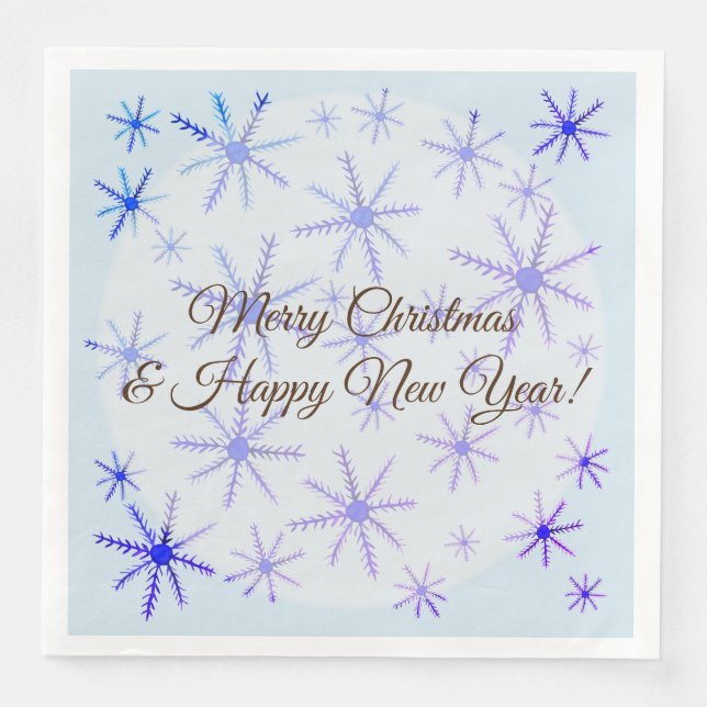 Happy Holidays, Snowflakes Paper Napkin Serviette (Vorderseite)