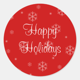 Happy Holidays Snowflakes Weihnachtskleber Runder Aufkleber
