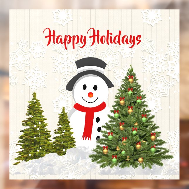 Happy Holidays Snowman 20x20 Weihnachten Fensteraufkleber (Blatt 2)