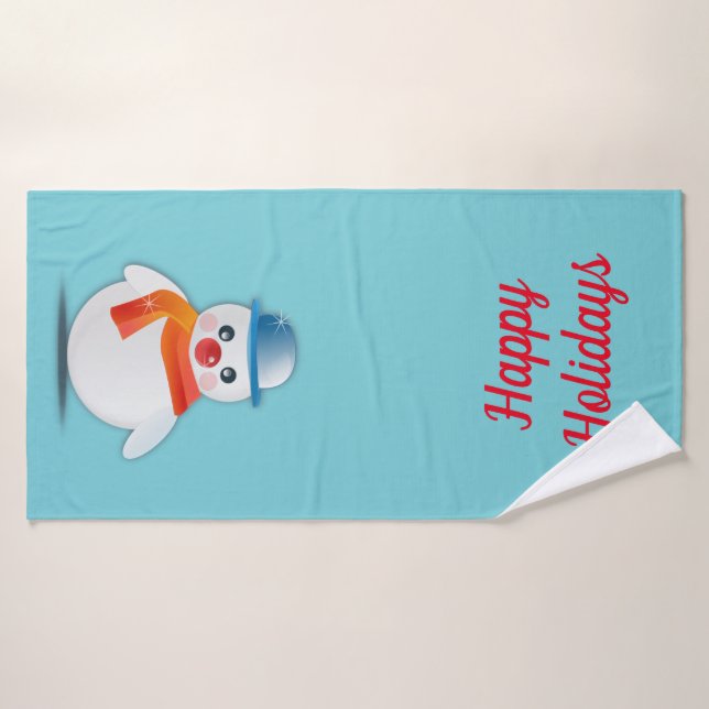 Happy Holidays Snowman Badhandtuch Set (Badehandtuch)