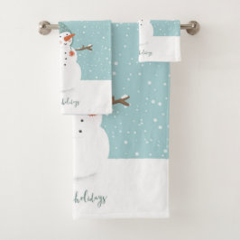 Happy Holidays Snowman Badhandtuch Set