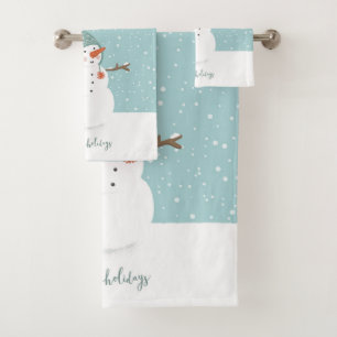 Happy Holidays Snowman Badhandtuch Set