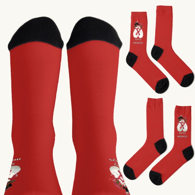 Happy Holidays Snowman Couple Socken (Von Creator hochgeladen)