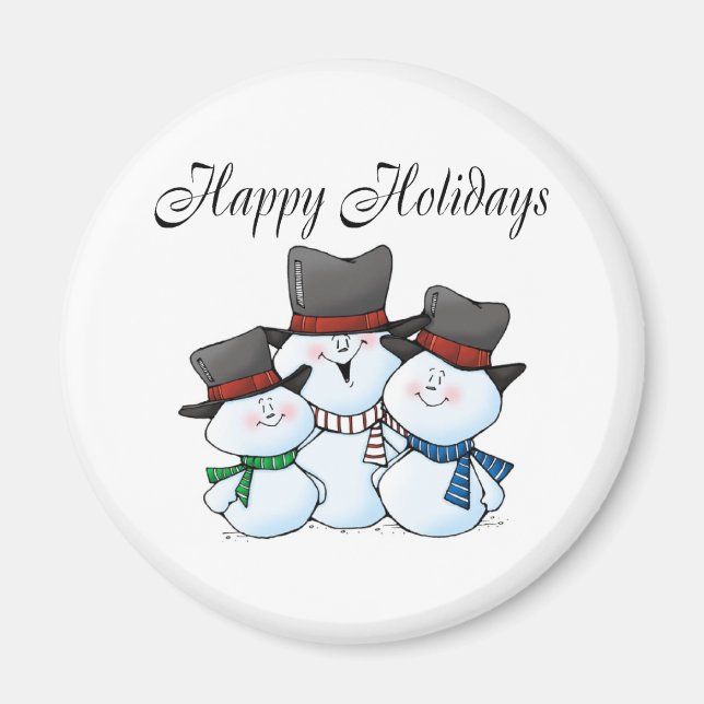 Happy Holidays Snowman Family Magnet (Vorne)
