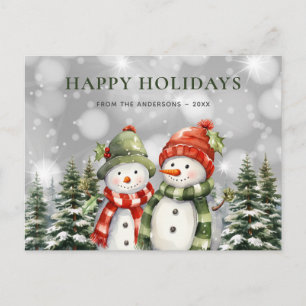 Happy Holidays Snowman Feiertagspostkarte