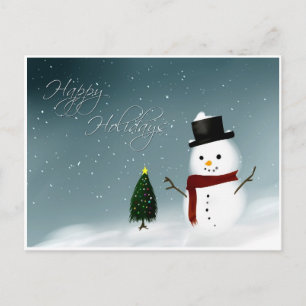 Happy Holidays Snowman Feiertagspostkarte