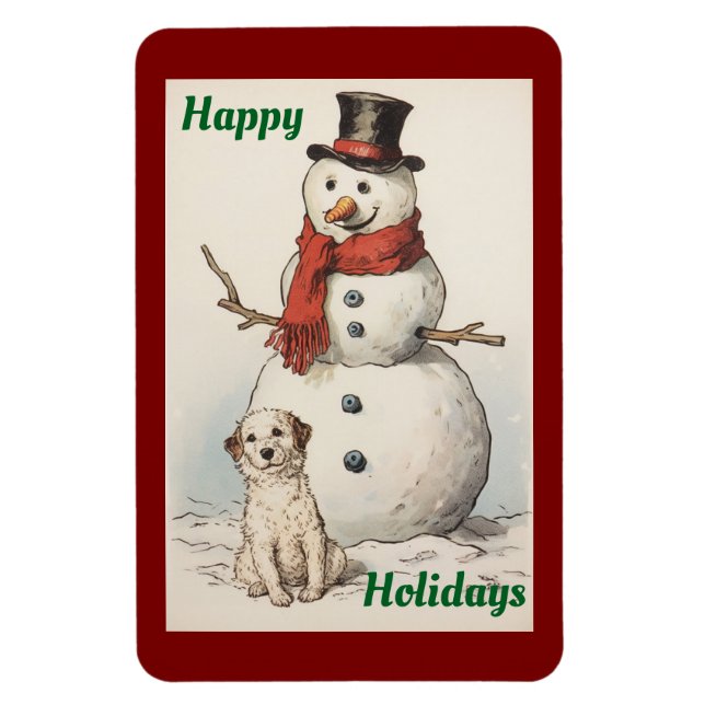 Happy Holidays Snowman Flexible Foto Magnet (Vertikal)