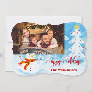 Happy Holidays Snowman Foto Extravagant Weihnachte Feiertagskarte