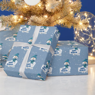 Happy Holidays Snowman Geschenkpapier